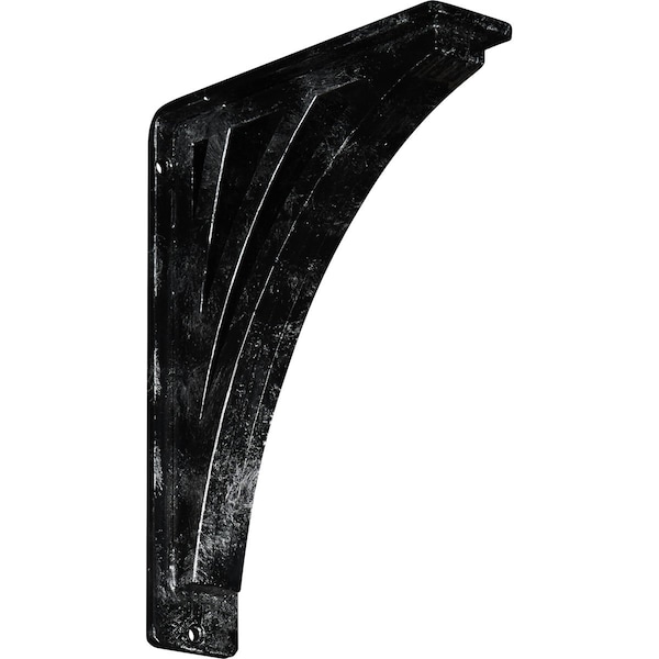 Ekena Millwork Nevio Wrought Iron Bracket, (Triple center brace), Antiqued Silver 2"W x 7 1/2"D x 10"H BKTM02X07X10TNEASV - main